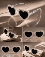 White heart black glass sunglasses for 4 to 8 year kids - Image 2